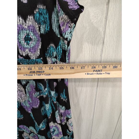 Madison Floral A-Line Dress Women's Square Neck Lined Stretch Size L Business - Picture 7 of 7
